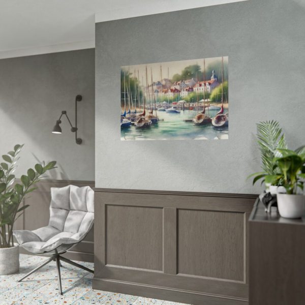 Coastal Scene With Sailboats in Marina Poster