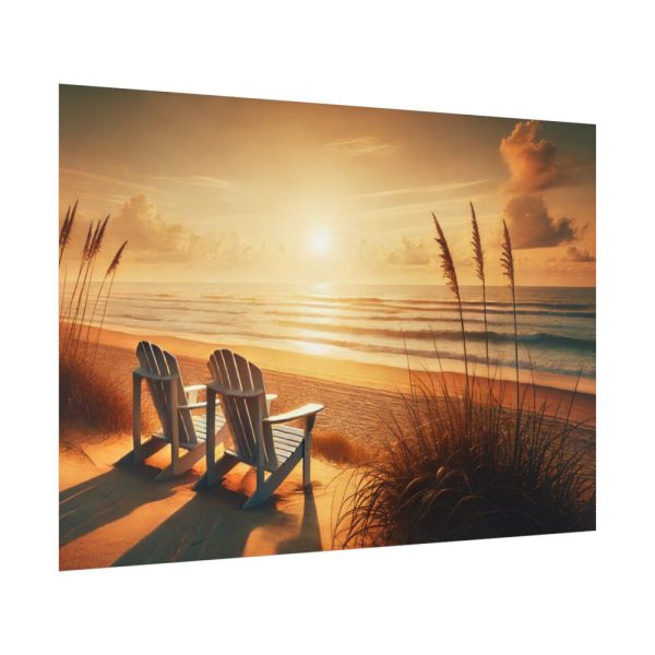 92409-557.jpg White Adirondack Chairs Facing the Ocean Poster