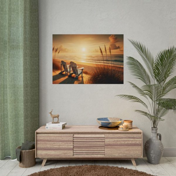 92409-558.jpg White Adirondack Chairs Facing the Ocean Poster
