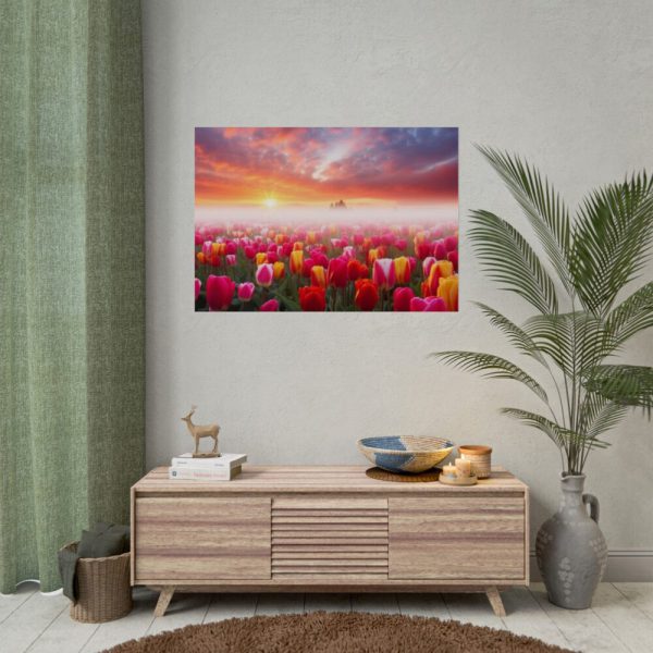 Tulip Field In The Morning Poster