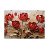 92409-636.jpg Red-Gold Abstract Tulips Poster