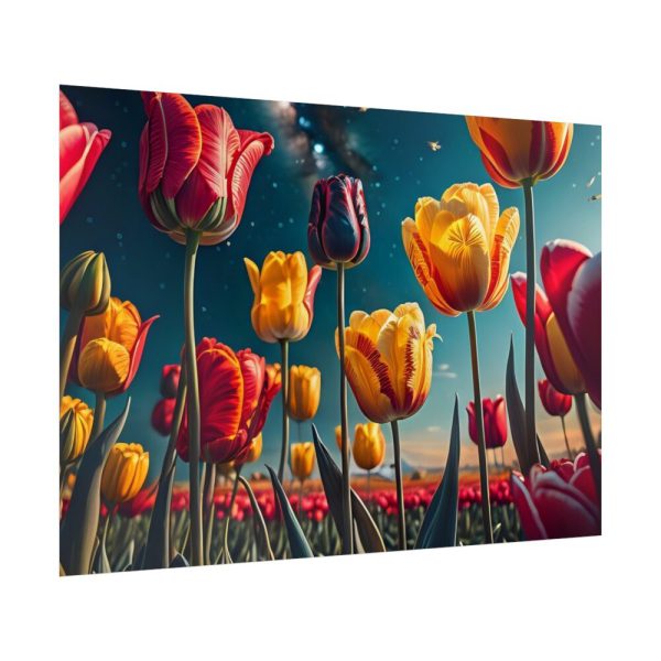 Tulips Under Sky Night Poster