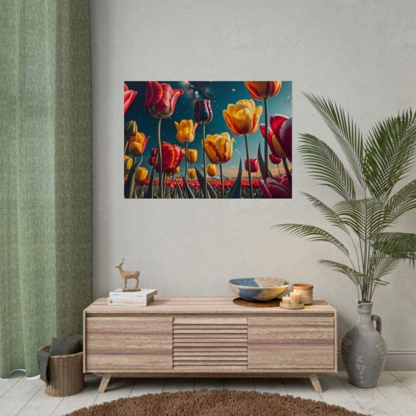 Tulips Under Sky Night Poster