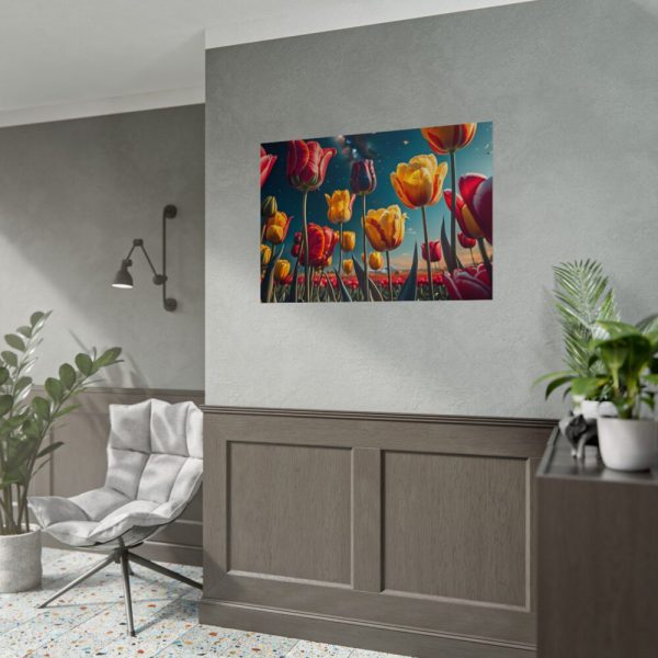 Tulips Under Sky Night Poster