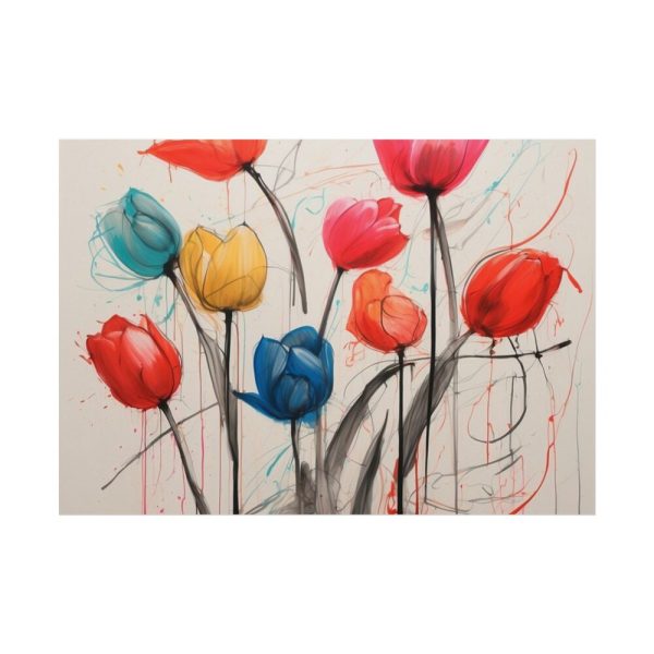 Colorful Abstract Tulips Art Poster