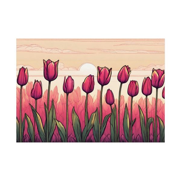 92409-690.jpg Pink Tulips Row At Sunset Poster