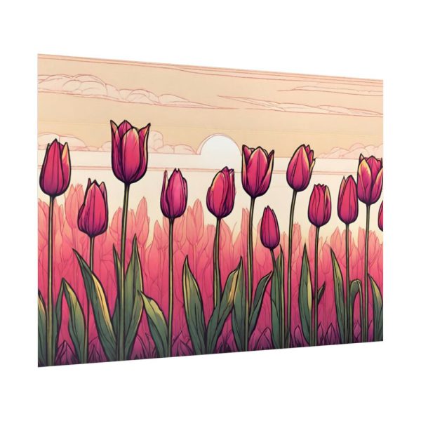 92409-692.jpg Pink Tulips Row At Sunset Poster