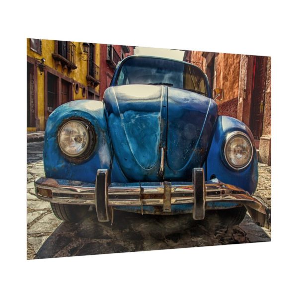 92409-82.jpg Front of a Rusty, Vintage, Blue Volkswagen Beetle Poster
