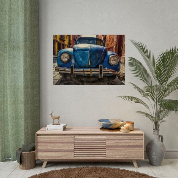 92409-83.jpg Front of a Rusty, Vintage, Blue Volkswagen Beetle Poster