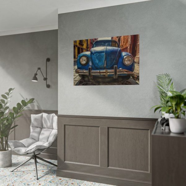 92409-84.jpg Front of a Rusty, Vintage, Blue Volkswagen Beetle Poster