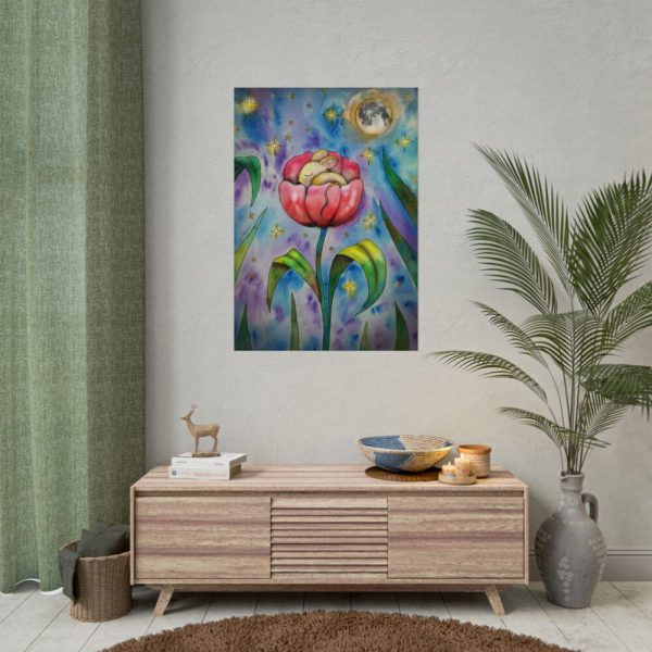 Tulip Flower and Mouse at Night Poster