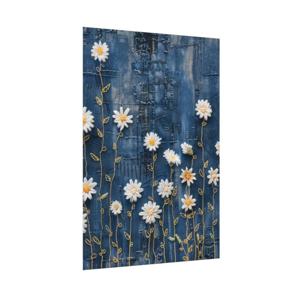 Blue Jean Embroidered Daises Poster
