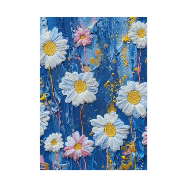 Blue Jean Embroidered Daises Poster