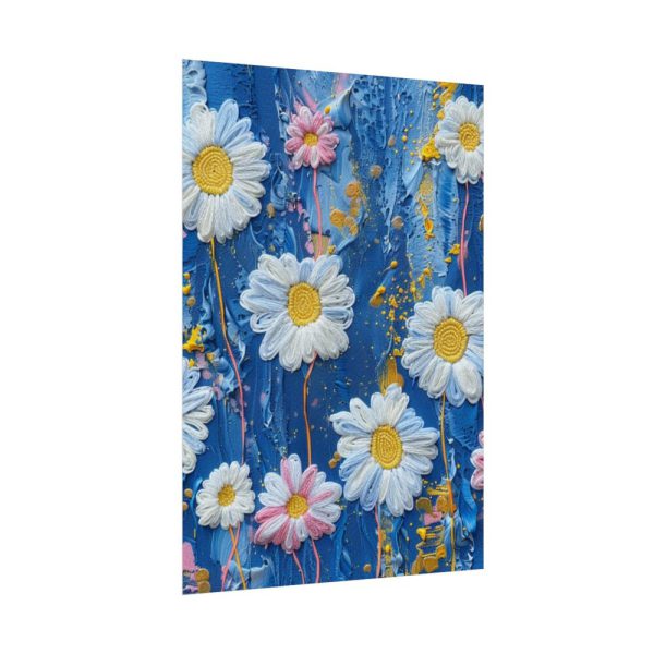 Blue Jean Embroidered Daises Poster
