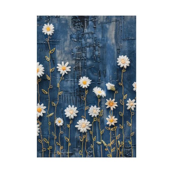 Blue Jean Embroidered Daises Poster