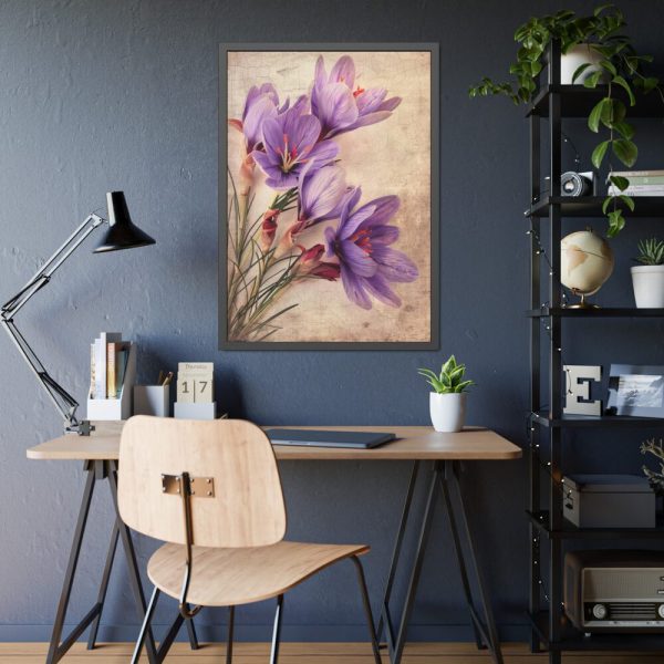 93830-126.jpg Saffron Flower Grunge Framed Poster