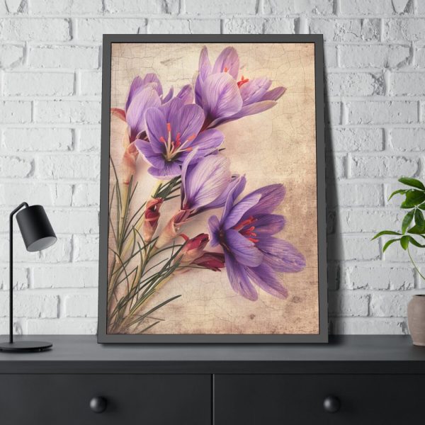 93830-127.jpg Saffron Flower Grunge Framed Poster