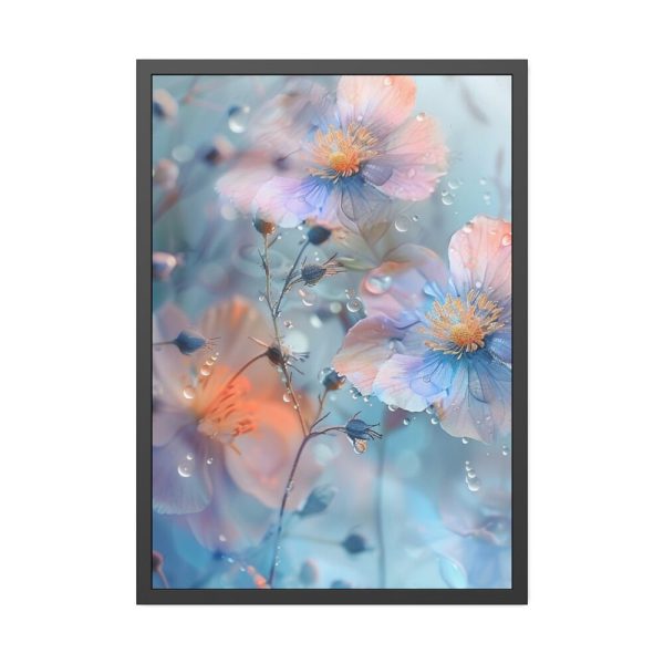 Blue Watercolor Flowers Framed Poster