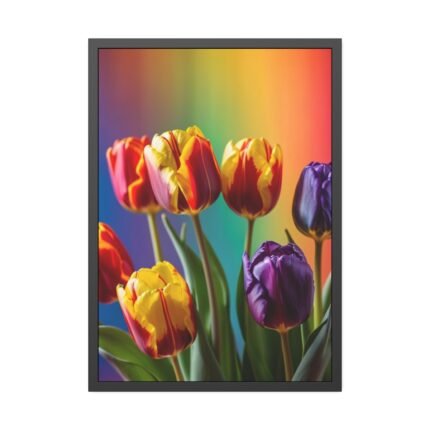 Rainbow Tulips Framed Poster
