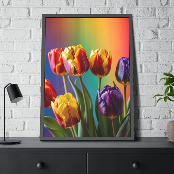 Rainbow Tulips Framed Poster