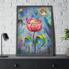 Tulip Flower and Mouse at Night Framed Poster