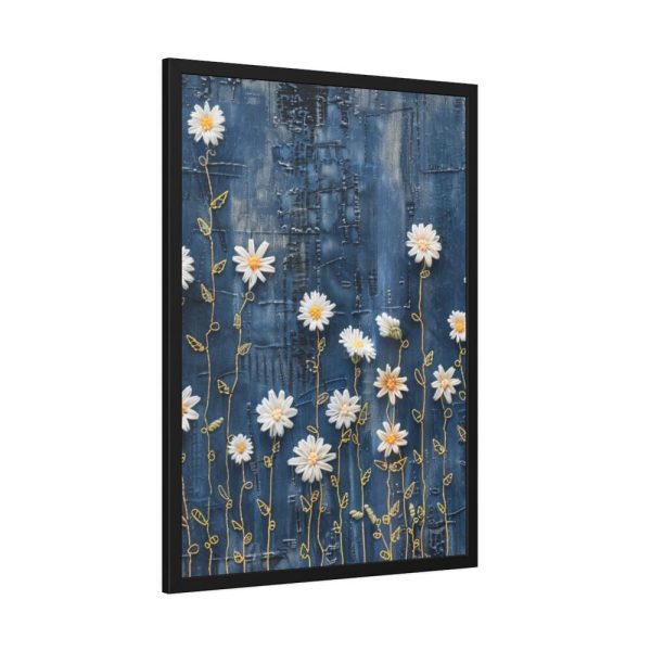 93830-149.jpg Blue Jean Embroidered Daises Framed Poster