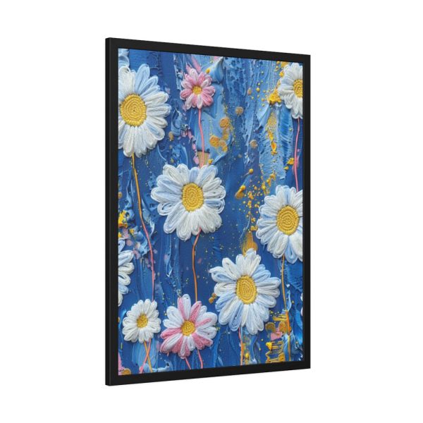 93830-153.jpg Blue Jean Embroidered Daises Framed Poster