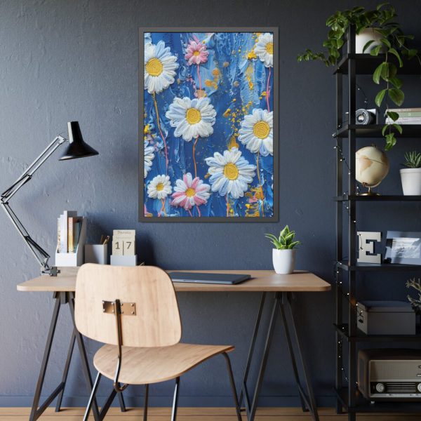 93830-154.jpg Blue Jean Embroidered Daises Framed Poster