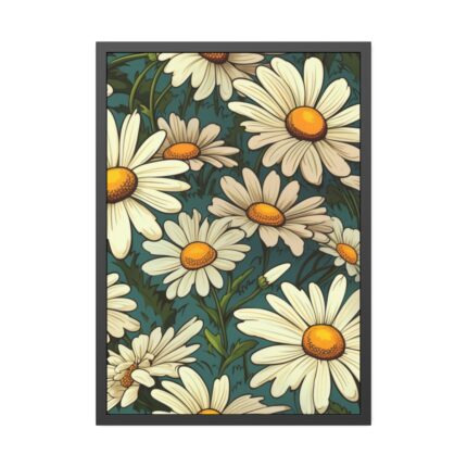 Seamless Daisy Flower Pattern Framed Poster