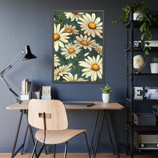 93830-158.jpg Seamless Daisy Flower Pattern Framed Poster