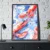 Seamless Lobster Nautical Framed Poster
