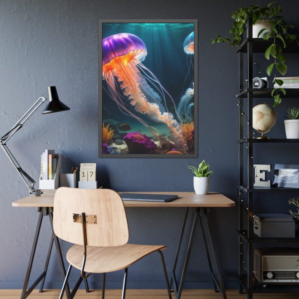 93830-210.jpg Swimming Jellyfish Framed Poster