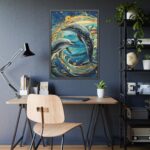 Dolphin Art Print Framed Poster - Image 3