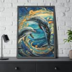 Dolphin Art Print Framed Poster - Image 4