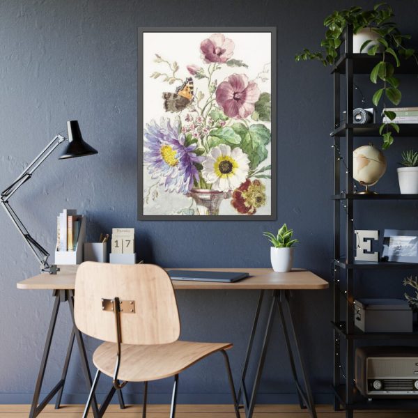 Bouquet of Flowers With a Butterfly Framed Poster