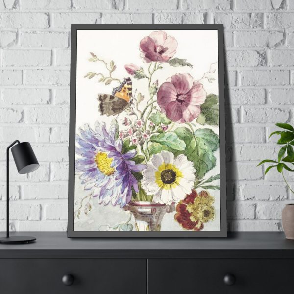 Bouquet of Flowers With a Butterfly Framed Poster