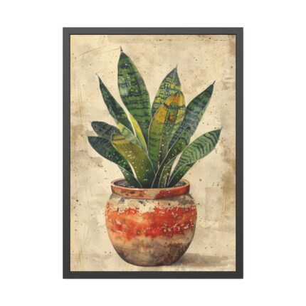 Snake Plant In Pot Art Framed Poster