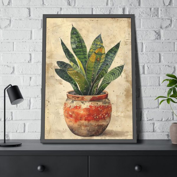93830-87.jpg Snake Plant In Pot Art Framed Poster