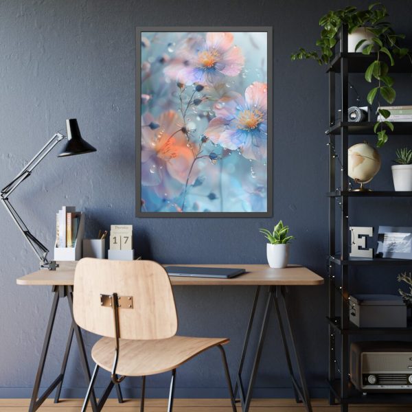 Blue Watercolor Flowers Framed Poster