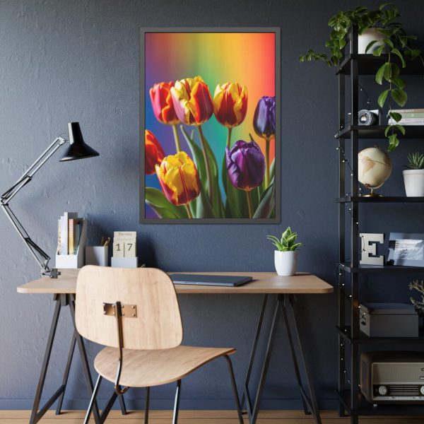 Rainbow Tulips Framed Poster