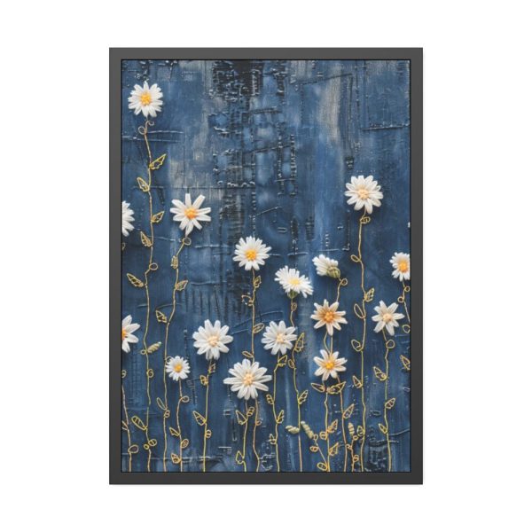 93831-148.jpg Blue Jean Embroidered Daises Framed Poster