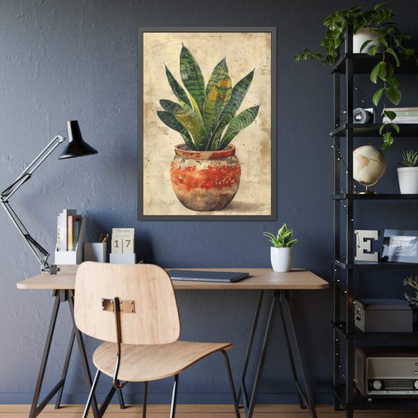 93831-86.jpg Snake Plant In Pot Art Framed Poster
