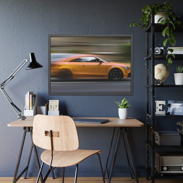 Fast Sport Car on Road Framed Poster