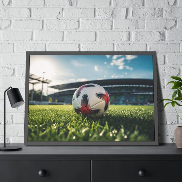 93854-187.jpg Soccer Ball On The Field Framed Poster