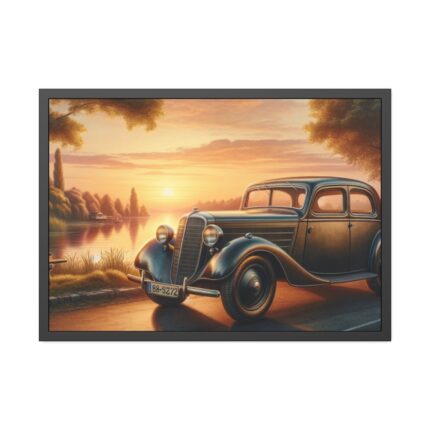 Vintage Car Parked on the Road Framed Poster