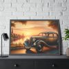 Vintage Car Parked on the Road Framed Poster