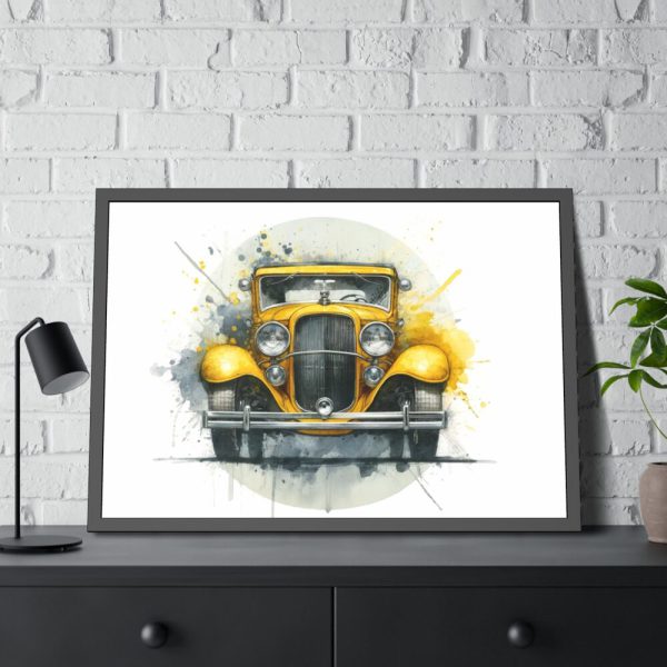 93854-207.jpg Vintage Yellow Car Framed Poster
