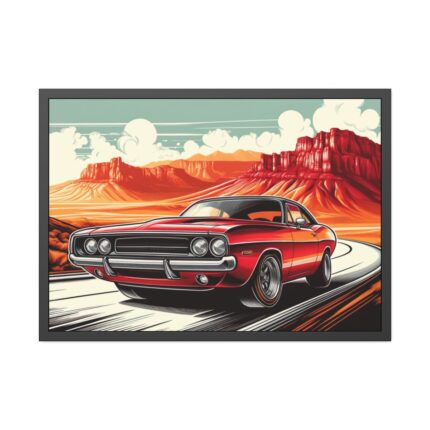 Classic Red Muscle Car Framed Poster