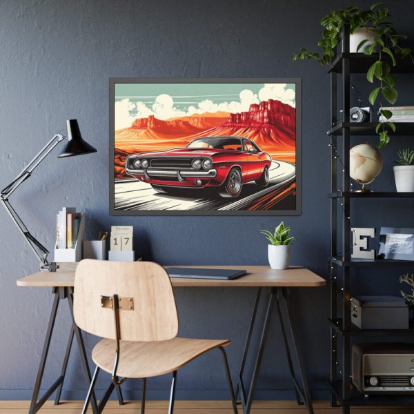 Classic Red Muscle Car Framed Poster