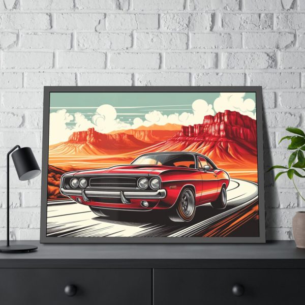 Classic Red Muscle Car Framed Poster